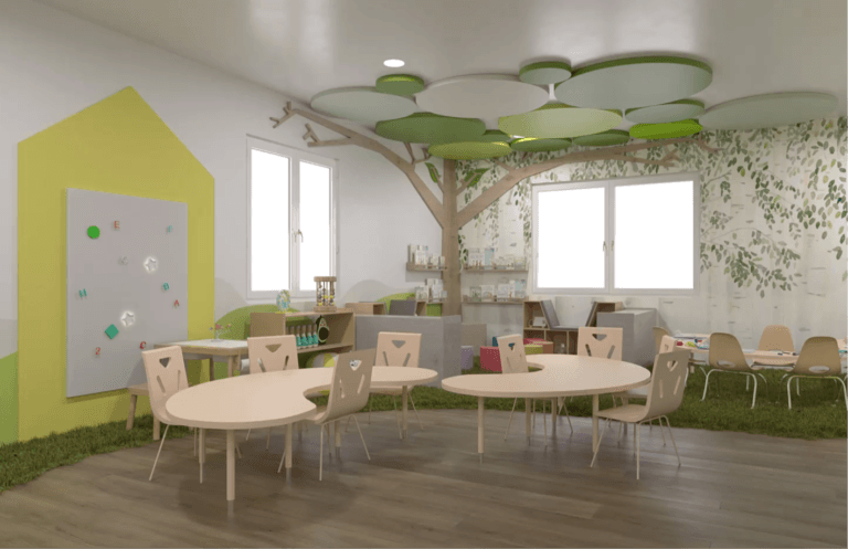 Purposeful childcare classroom design concept visualization for Kix Corner Childcare Center