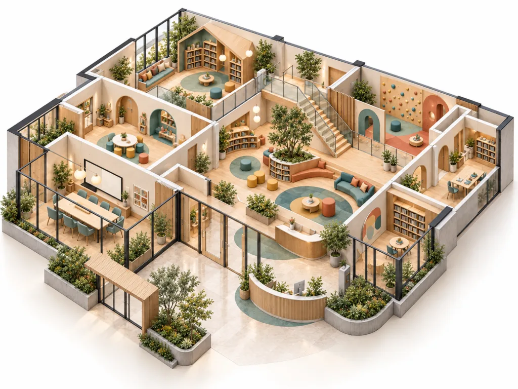 Home 10 Warm Isometric Learning Center